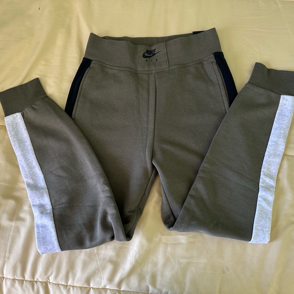 Nike Green Sweatpants with White Stripes
